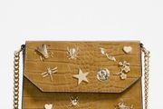 ZARA Crossbody Bag Yellow Crocodile Embossed Bugs Magnetic Pocket!