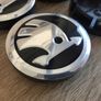 4x Skoda 56mm  Wheel Centre Caps Black/Chrome Image 2