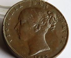 1843 Victoria Farthing Copper