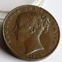 1843 Victoria Farthing Copper