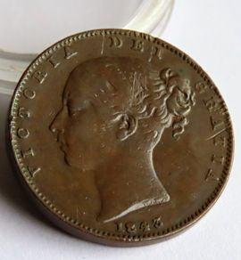 1843 Victoria Farthing Copper