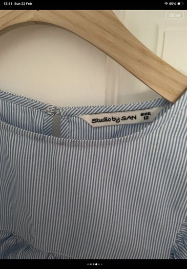 top bnwt size 12 blue frilled summer top