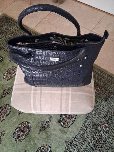 Osprey of London Navy Patent Crocodile Leather Handbag