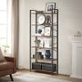 Bookcase with 6 levels in industrial design oak rustic brown  black walnut Image 2