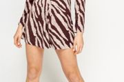 NEW With Tags! Burgundy/Cream Zebra Print High Neck Playsuit (Size 10)