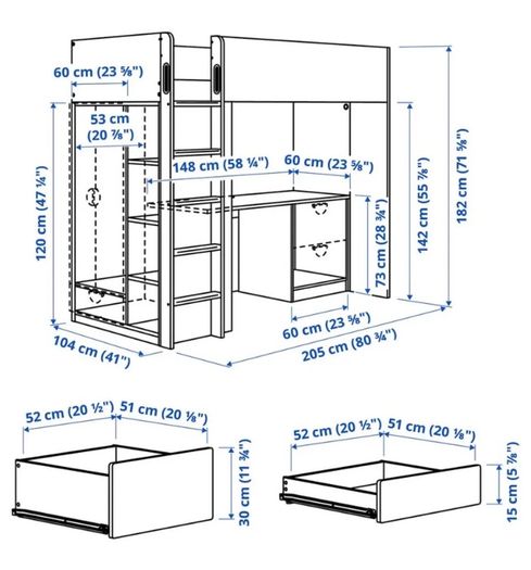 Loft bed / High Sleeper - Ikea Smastad