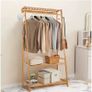 Bamboo Clothes Rail Rack: Free Standing Garment Rack with 3 Storage Shelves 10 Hooks Open Wardrobe Organizer for Clothes Shoes Hats Bags in Entryway Bedroom Living Room Image 8