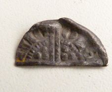 Cut long cross silver penny