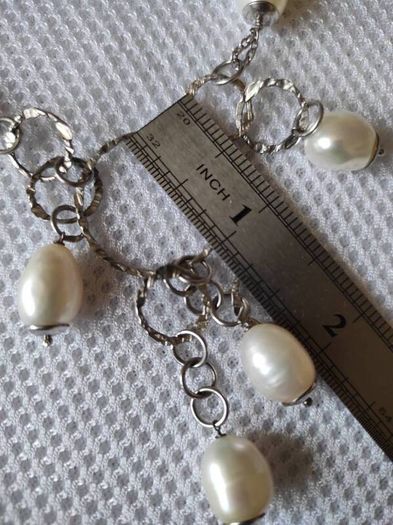 Sterling silver natural pearls necklace
