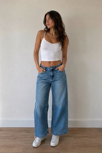 NEW light blue high-rise wide leg jeans: Size 14