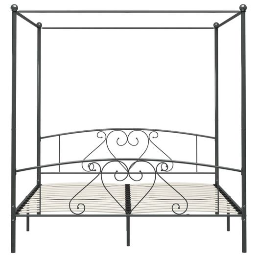 Canopy Bed Frame Grey Metal 200x200 cm
