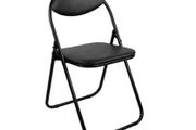 Folding Chair Padded Paris Faux Leather Chair Home Office Dining (1 X Chair, Black)