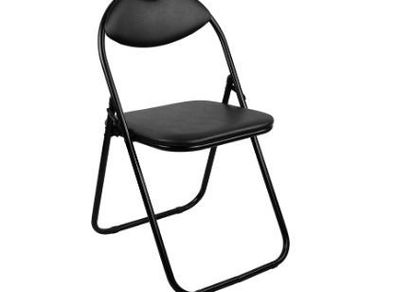 Folding Chair Padded Paris Faux Leather Chair Home Office Dining (1 X Chair, Black)