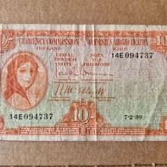 10 Shilling Lady Lavery 7/2/39 IRISH NOTE