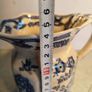 Vintage Rare medium Mason's Patent Ironstone Porcelain Pitcher/creamer Manchu England 51/2". but is damaged have chips on top rim and discoloured. Image 2