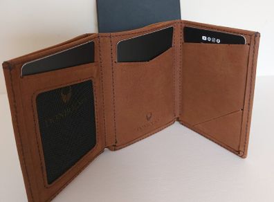 "Donbolso" Men's Tri-Fold Leather Wallet With Coin Pocket