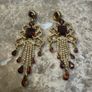 Bronze and Gold Crystal Costume Drop Earrings Image 2