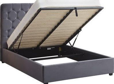Madison Ottoman 4'6" Bed Grey Velvet Fabric