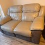 DFS Genuine Leather Recliner Sofa Suite and Footstool Image 3