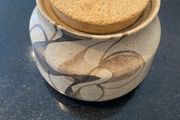Ceramic vintage  pot with cork lid