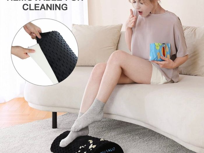 Ergonomic Desk Foot Rest, Foot Stool, Foot Rest Under Desk with Velvet & Mesh Covers, Suitable for Travel in Home Office