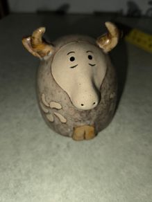Studio Pottery Sheep Farm Ornament Figurine Stoneware Pottery Money bank.