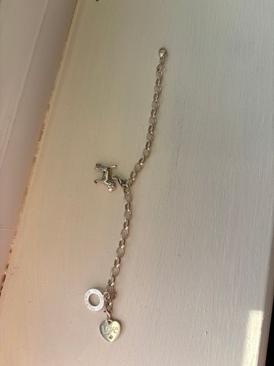 Thomas Sabo Silver 6.9/ 7inch Bracelet with Dog Charm and Love Charm