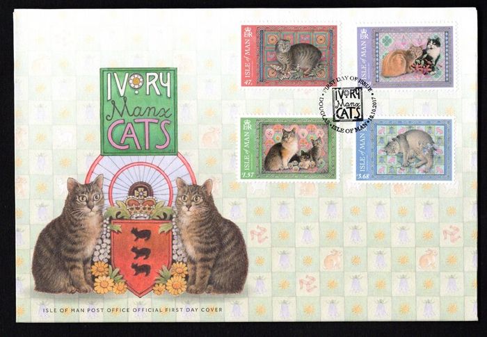 2017 Isle of Man Ivory Manx Cats Commemorative Stamps First Day Cover (FDC)