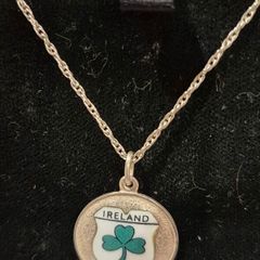 Vintage sterling silver pendant with enamel