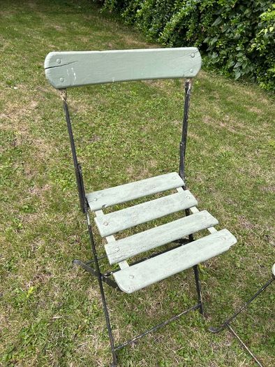 Pair of 1930s Vintage Green Folding Garden Chairs