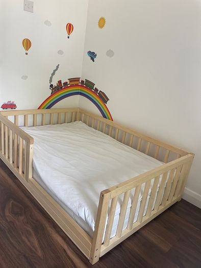Gorgeous wooden toddler bed and brand new unused high quality mattress