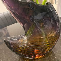 Contemporary large  heavy  studio glass vase