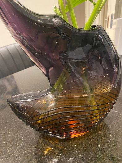 Contemporary large very heavy  studio glass vase