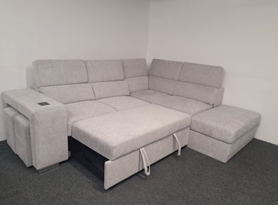 New Light Grey Corner Sofa bed with Charger Point