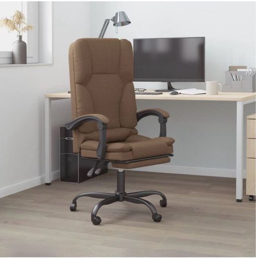 Massage Reclining Office Chair Brown Fabric