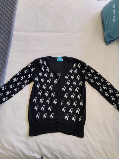 Vintage Y2K Siren Mall Goth Cherry Skull Sequin Cardigan