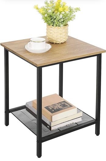 End Table, Side Table and Nightstand, Industrial Style, Heavy-Duty Steel Frame, Living Room Bedroom, Simple Assembly, Honey Brown and Black (FREE POSTAGE)