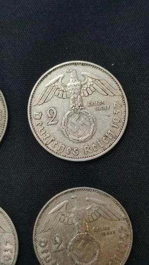 Complete Set - Germany 2 Reichsmark 1937 - All Mint Marks A,D,E,F,G,J