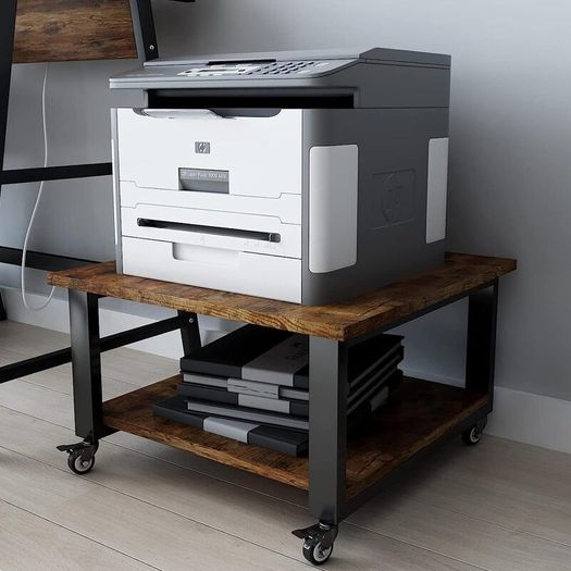 2 Tiers Movable Laser Printer Copier Stand Cart 50x50x32cm Under Desk ...