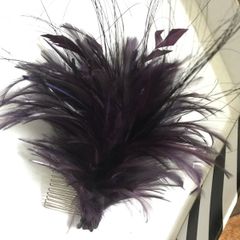 Vanity Fair plum fascinator for wedding bride/groom