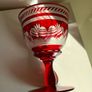 Vintage Bohemian Ruby Flash Cut Crystal Glass Pedestal Bowl Image 4