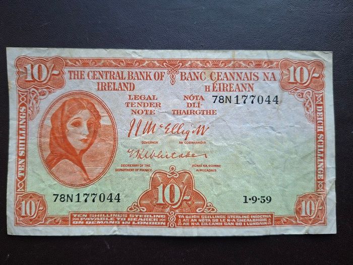 Central Bank of Ireland. Lady Lavery 10 shillings (1959)#5