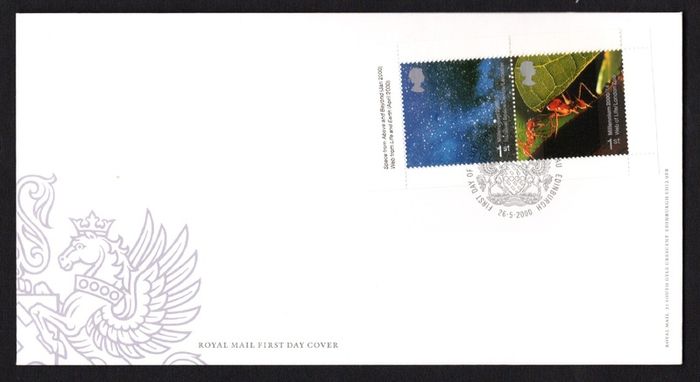 2000 Great Britain Millennium Stamp Booklet  Pane (Space from Above and Beyond & Web from Life and Earth) Royal Mail Addressed First Day Cover (FDC)