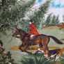 vintage horse hunting table cloth 60's Image 2