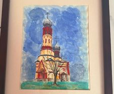 Original watercolour painting - Church (A4) frame dimension 39/31.5cm