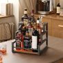 3-Tier Liquor Bottle Display Shelf, Syrup Organizer Stand, Wine Rack Countertop Storage Shelf Stand Liquor Cabinet for Home Mini Bar, Kitchen Coffee Station, Rustic Brown and Black Image 3