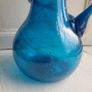 Mid-century handblown azzure blue pitcher Image 3