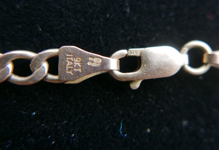 Vintage Solid Gold Curb Link Necklace in 9Ct Gold 375 - 18,5 inch  -  5,35g