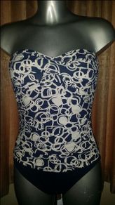 M&S Navy boob tube swimsuit size UK12 EU40 Postage included