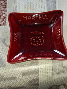 Vintage Red Glazed Ceramic Advertising Ashtray for Martell Cognac Postage Available or Collection